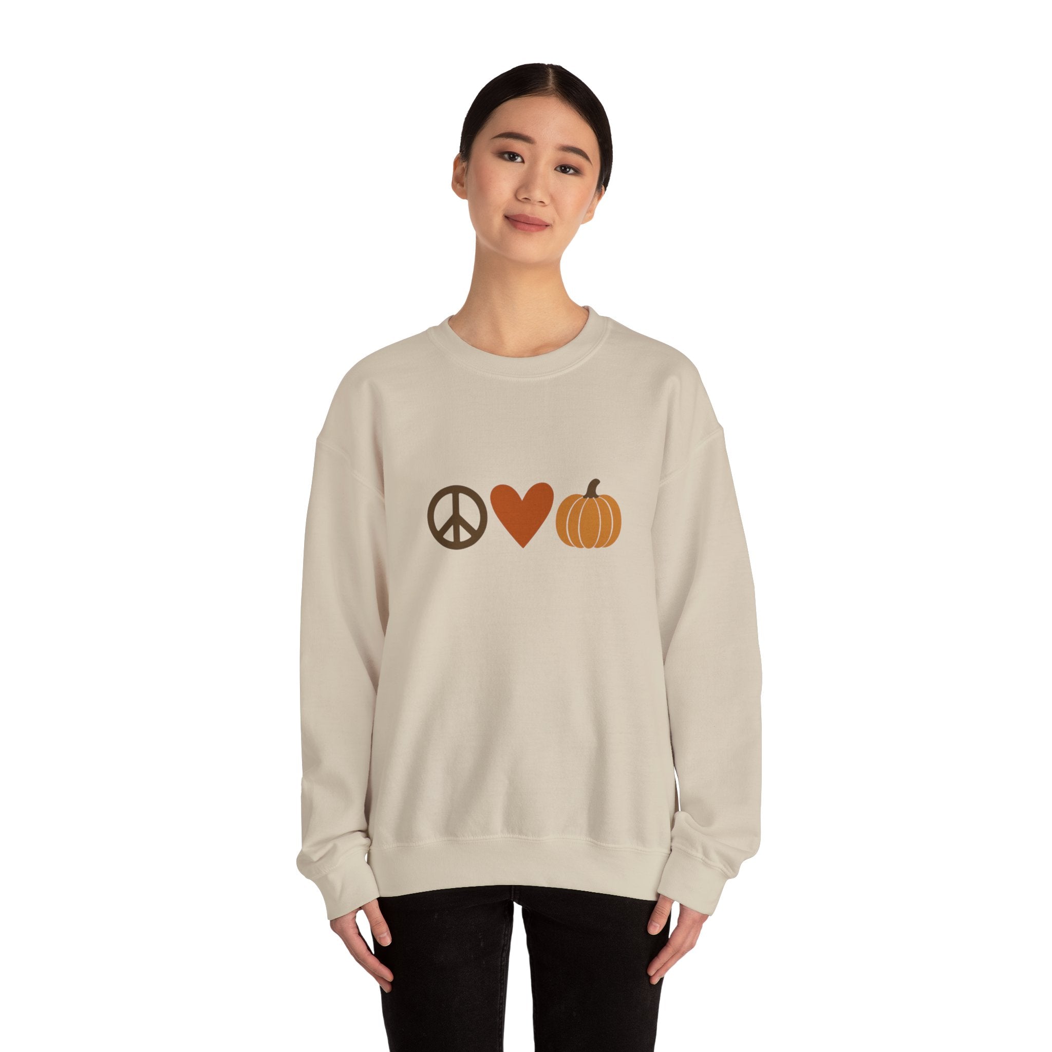 Fall Icons Unisex Sweatshirt - Peace, Love, Pumpkins