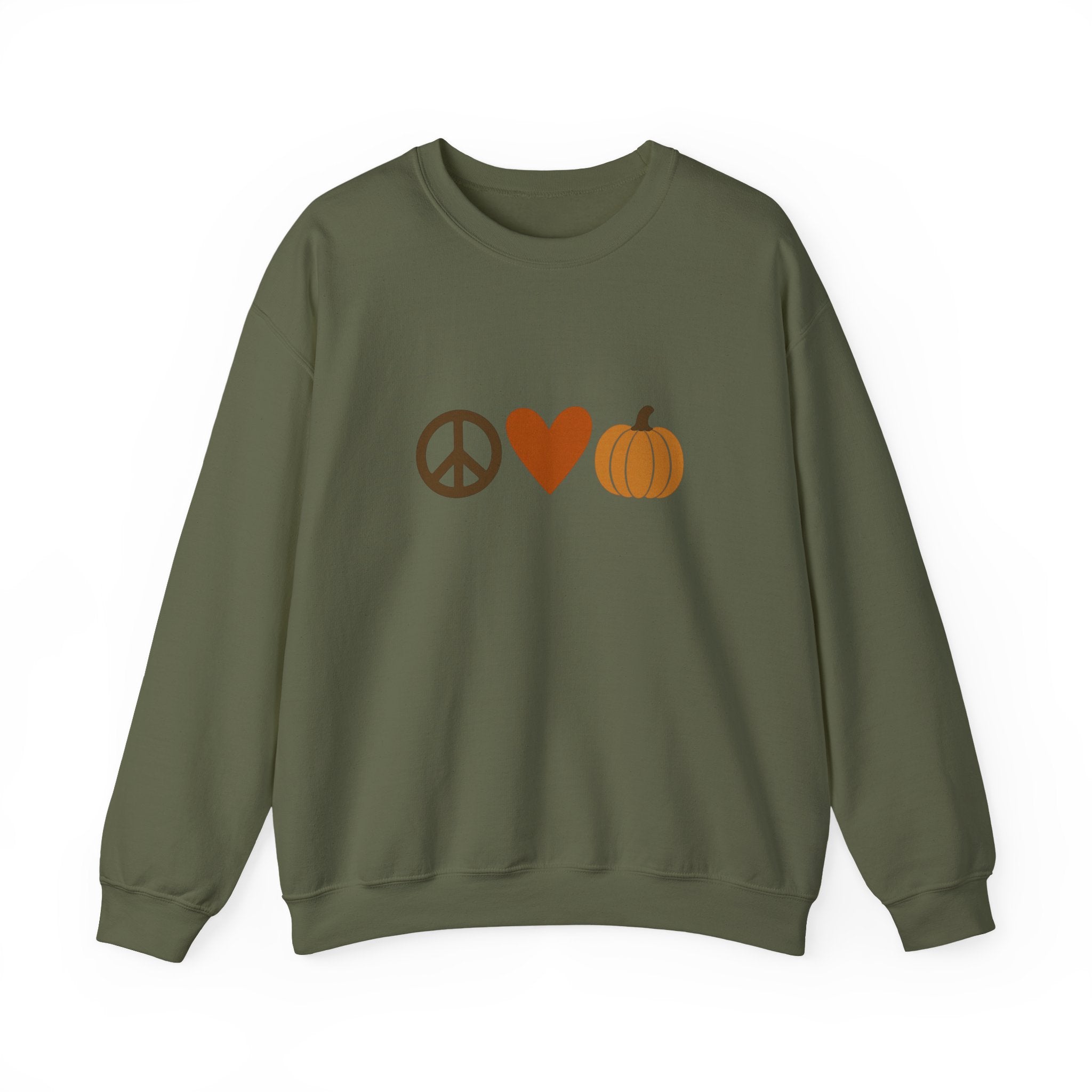 Fall Icons Unisex Sweatshirt - Peace, Love, Pumpkins