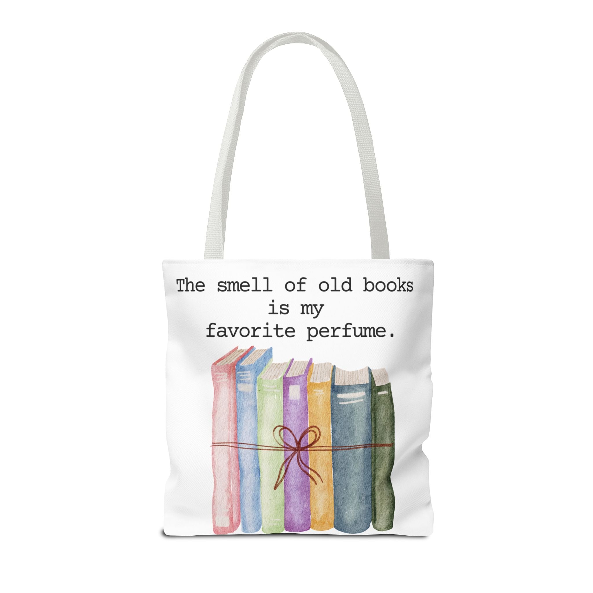 Watercolor Book Stack Tote Bag – Cozy Book Lovers Bag with Colorful Library Design