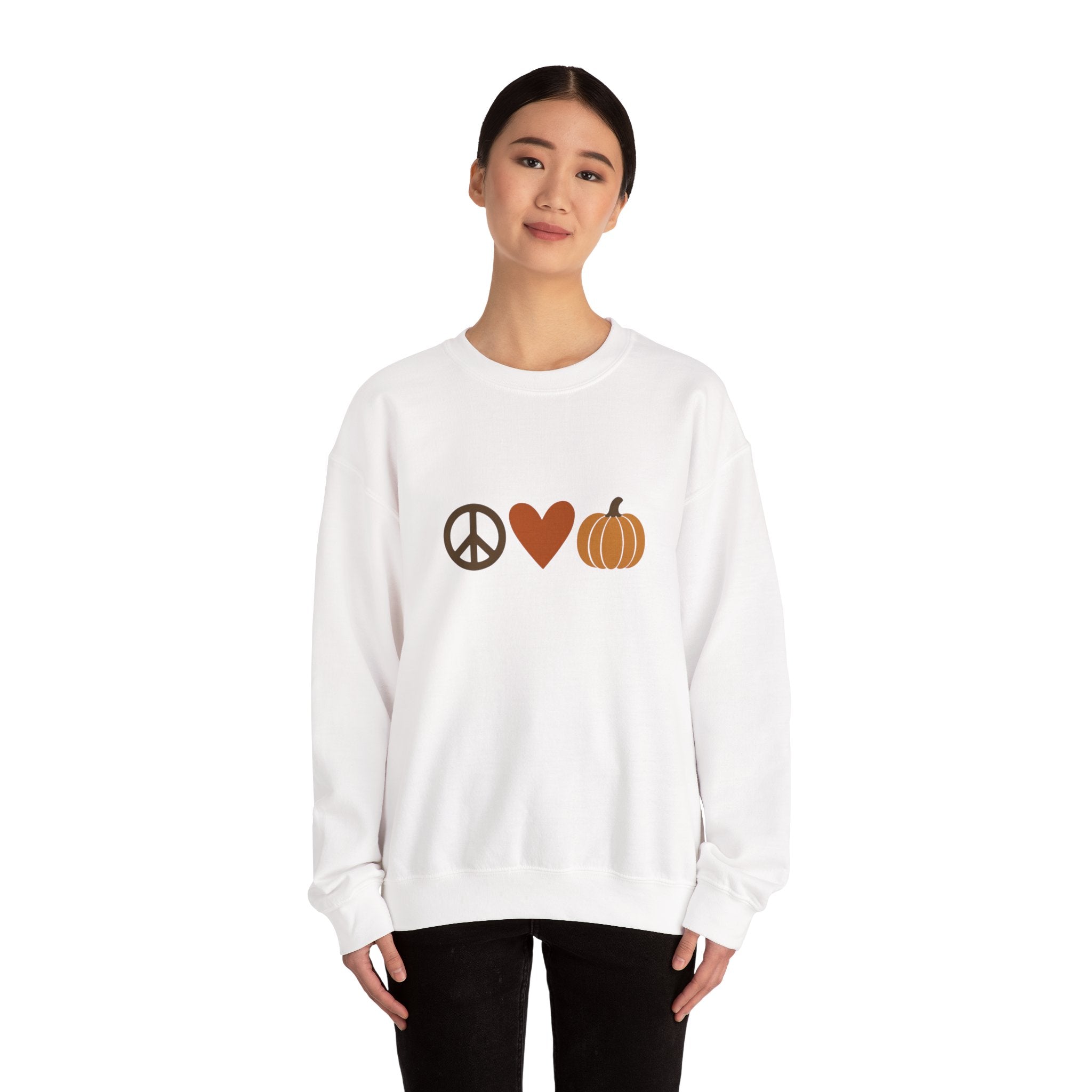 Fall Icons Unisex Sweatshirt - Peace, Love, Pumpkins