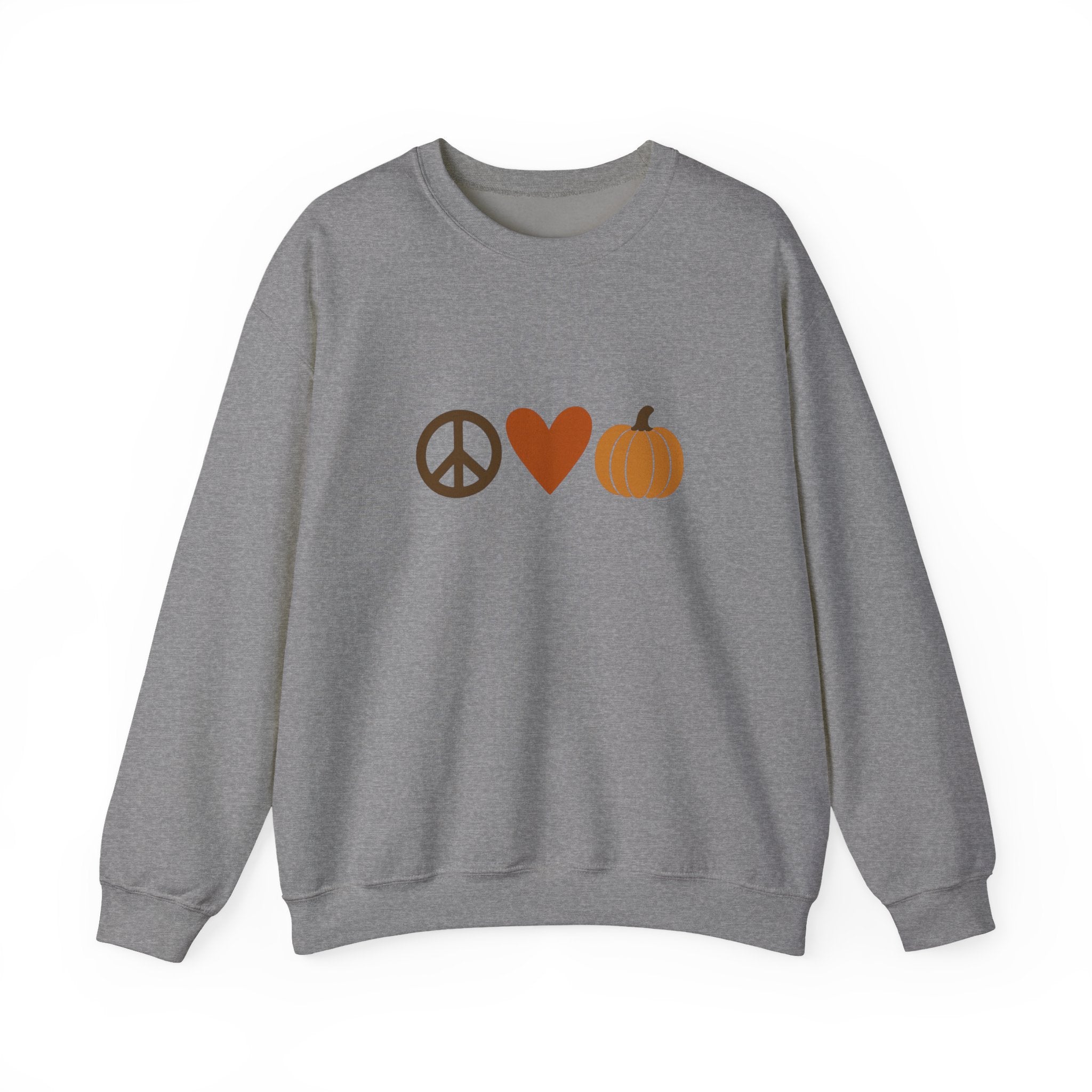 Fall Icons Unisex Sweatshirt - Peace, Love, Pumpkins