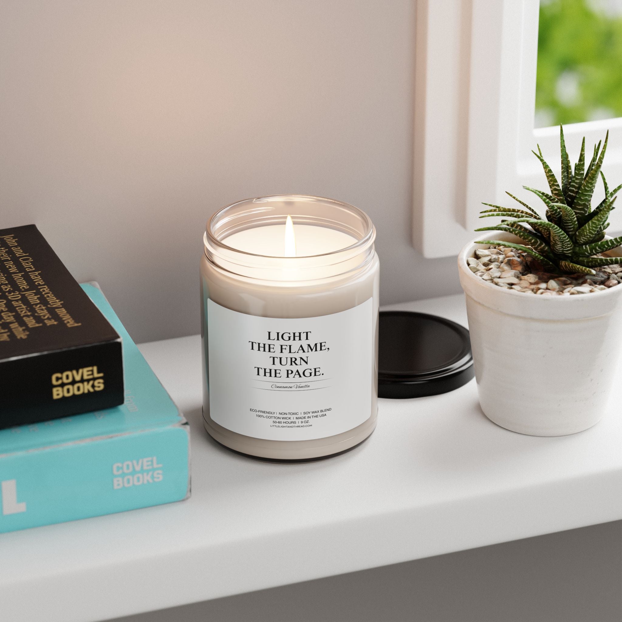 Book Lover Gift Candle - Light the Flame, Turn the Page | Cozy Reading Candle | Literary Decor