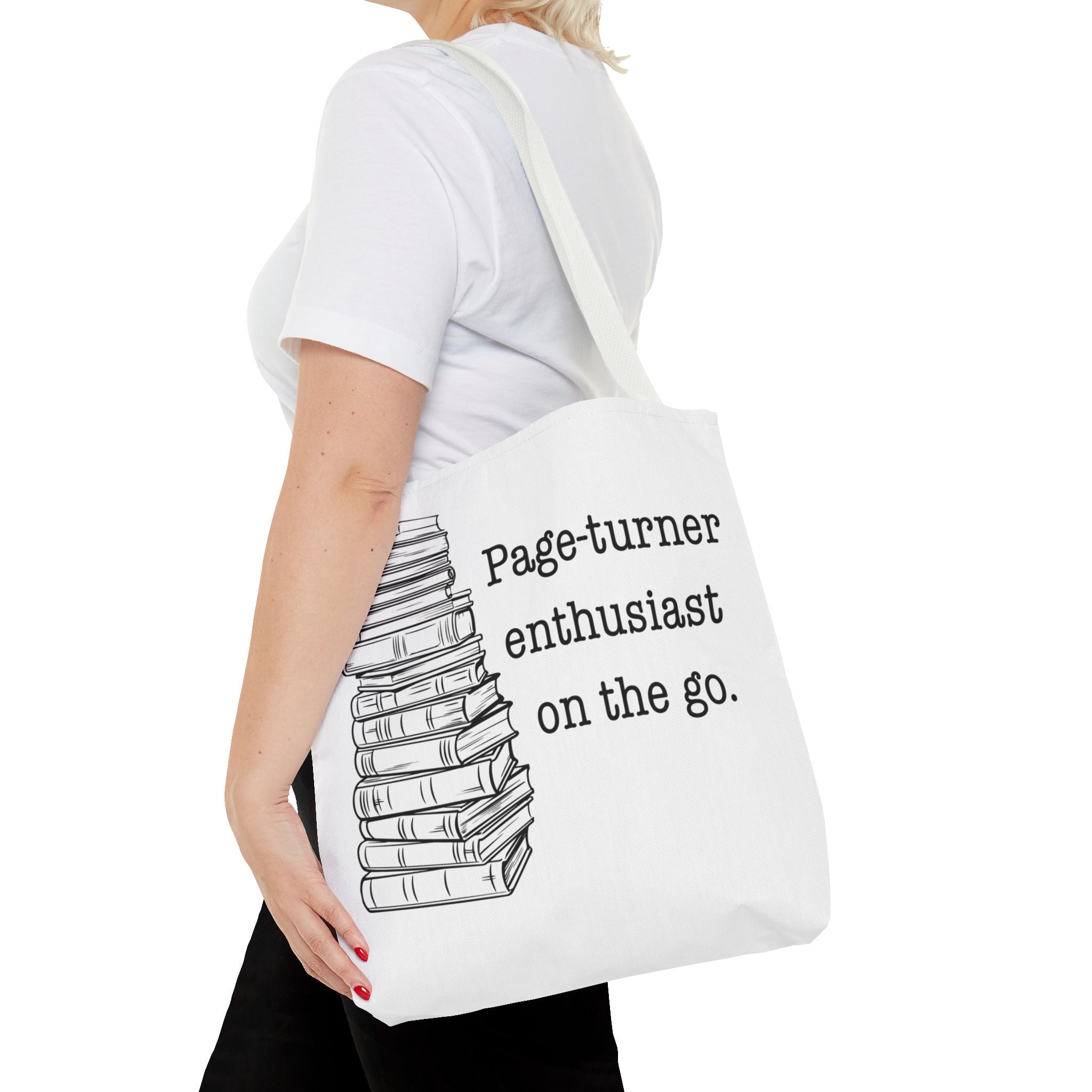Minimalist Bookstack Tote Bag – Classic Black & White Book Lovers Bag