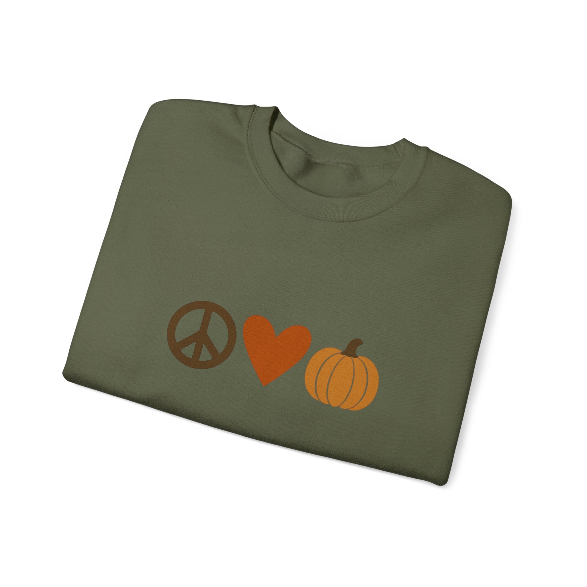 Fall Icons Unisex Sweatshirt - Peace, Love, Pumpkins