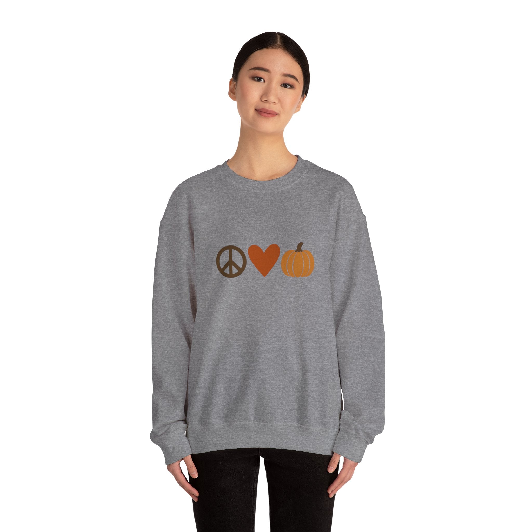 Fall Icons Unisex Sweatshirt - Peace, Love, Pumpkins