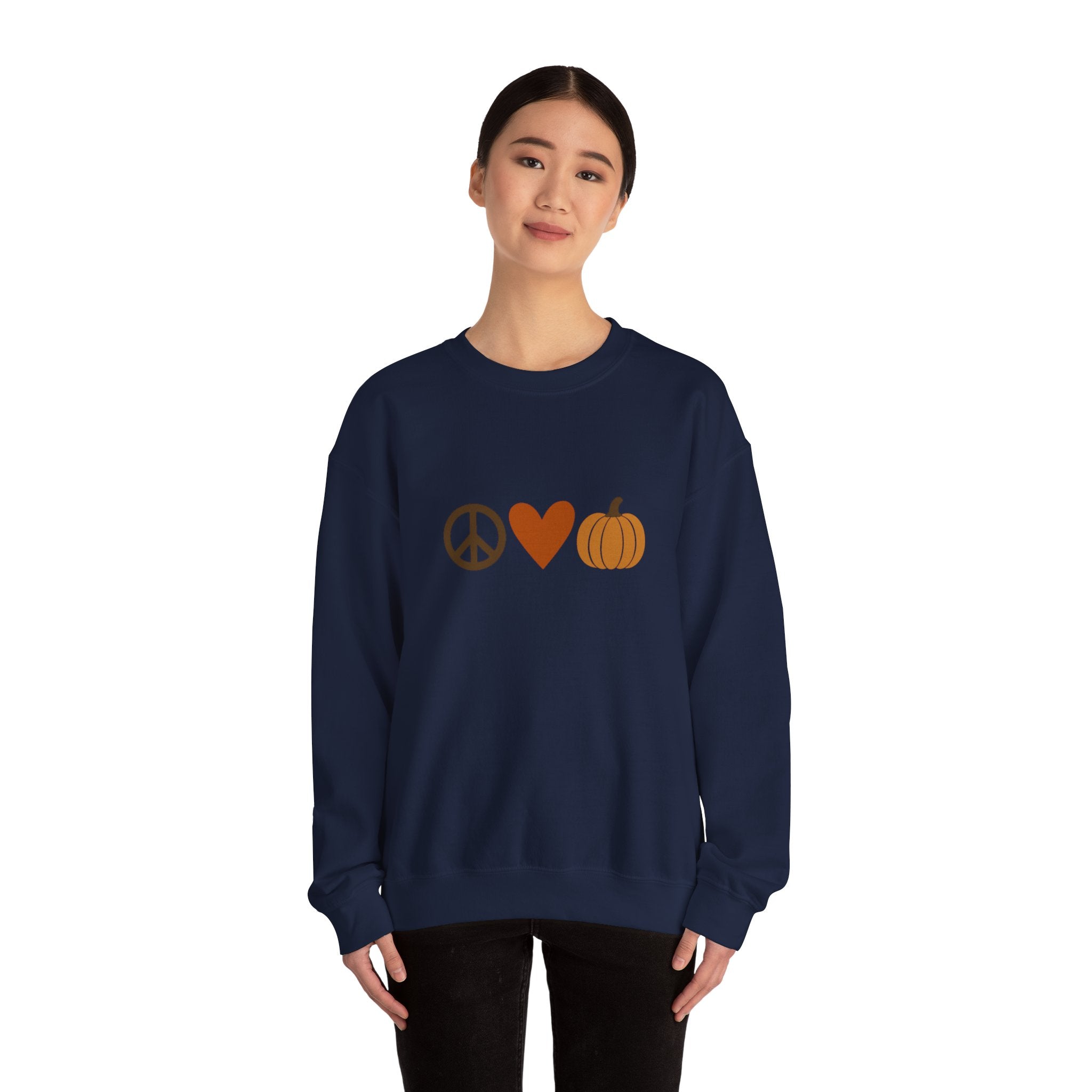 Fall Icons Unisex Sweatshirt - Peace, Love, Pumpkins