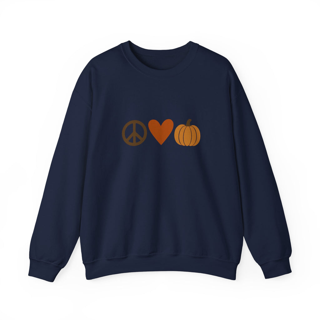 Fall Icons Unisex Sweatshirt - Peace, Love, Pumpkins