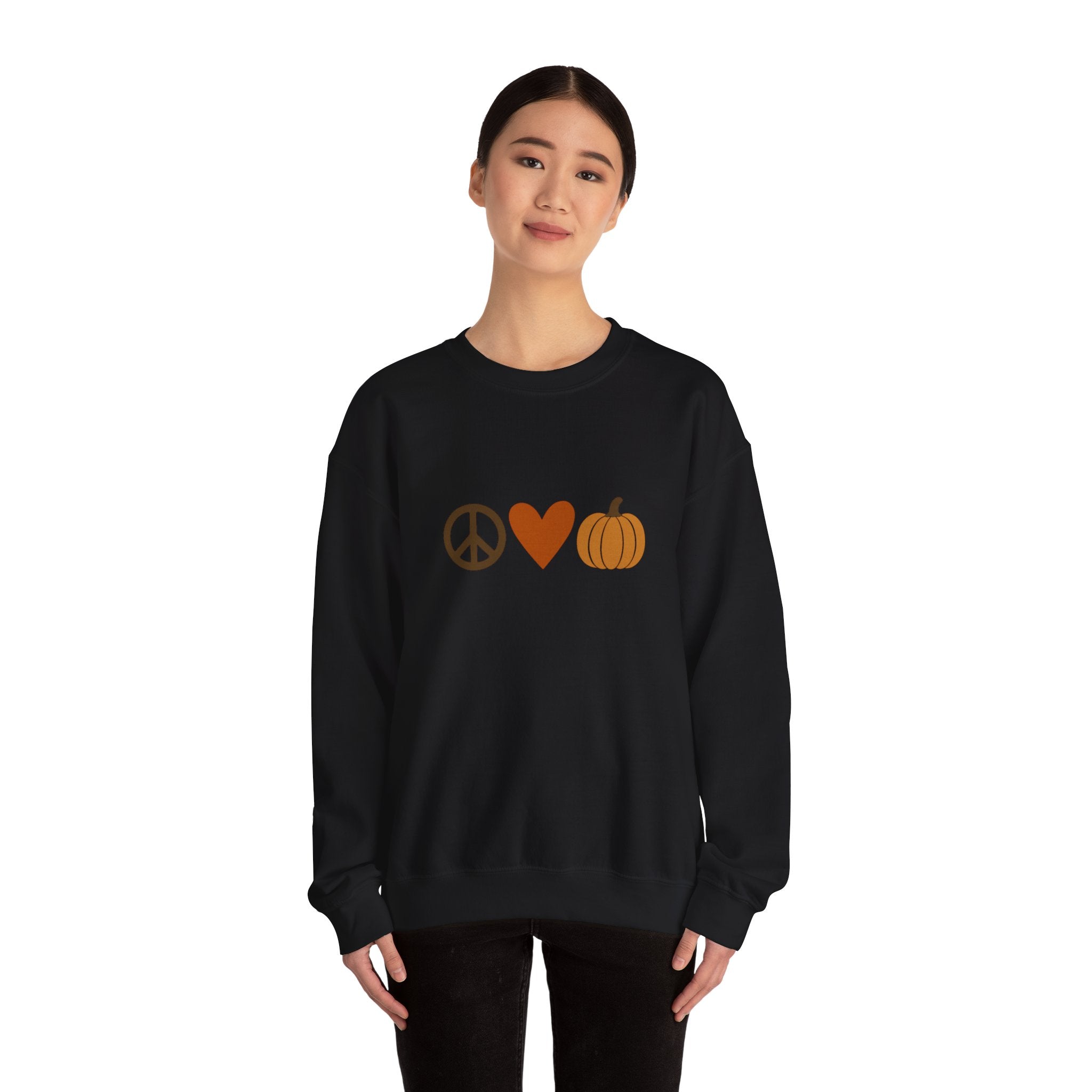 Fall Icons Unisex Sweatshirt - Peace, Love, Pumpkins