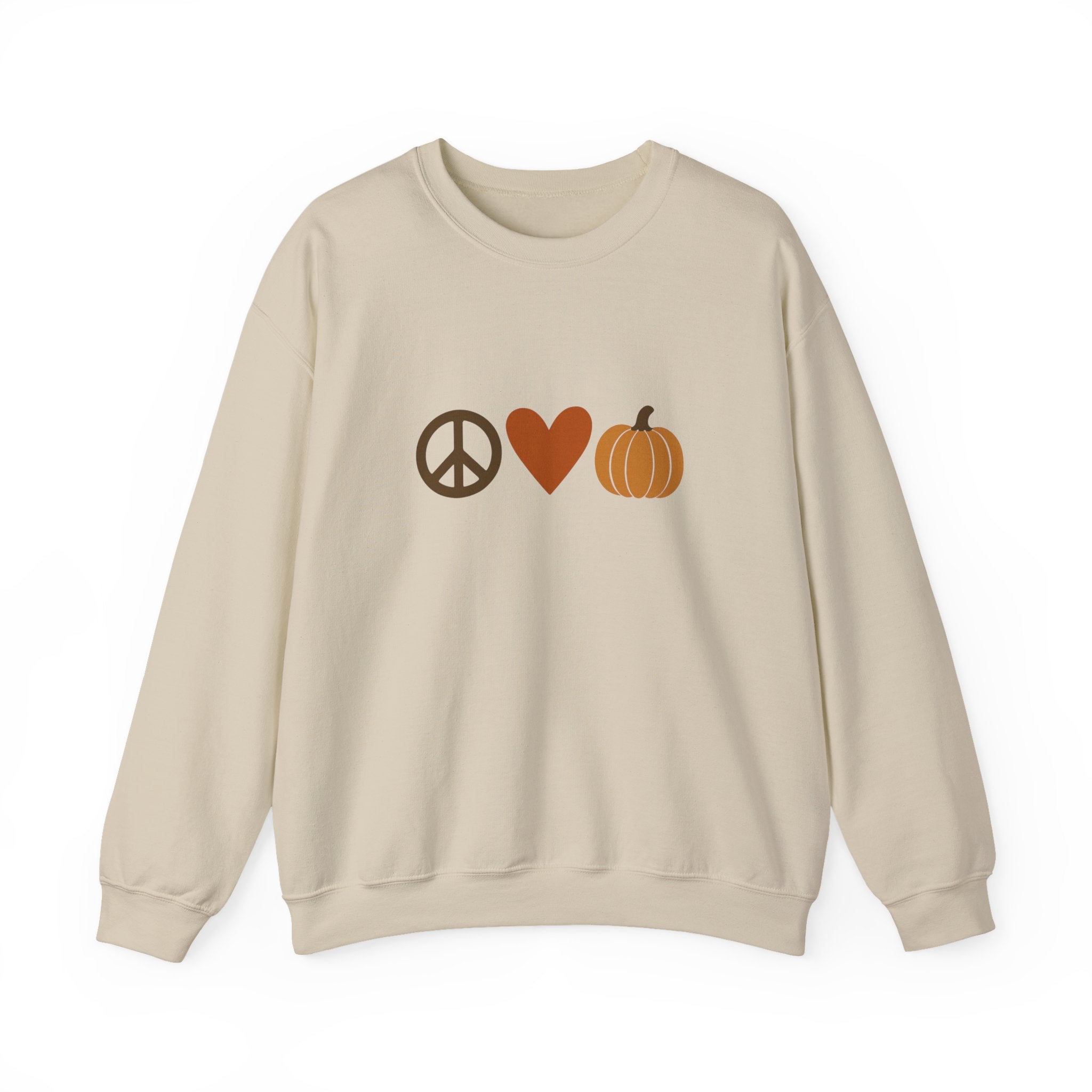 Fall Icons Unisex Sweatshirt - Peace, Love, Pumpkins