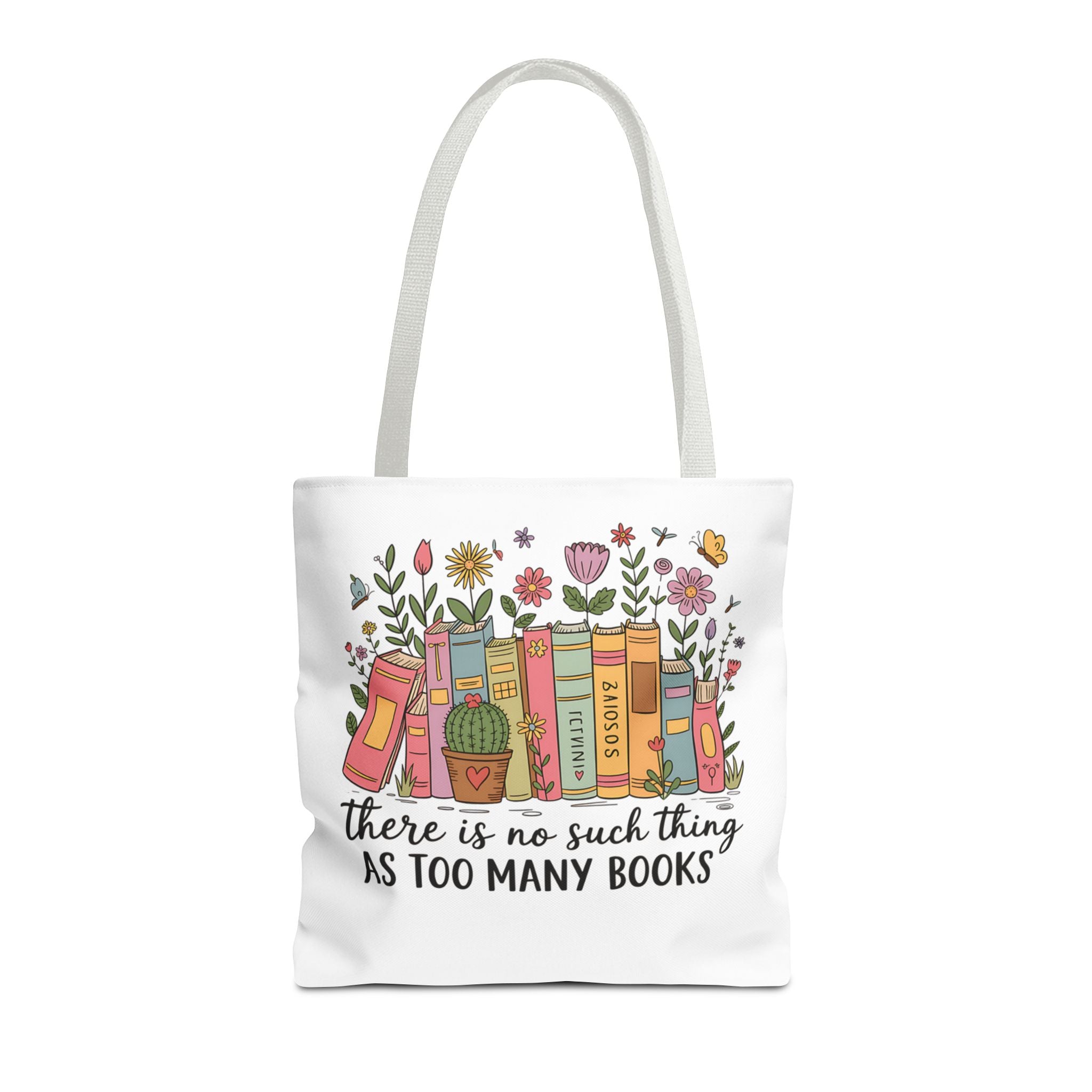 “Too Many Books Tote Bag” – Whimsical Book Lover’s Bag for Libraries, Bookshops & Cozy Adventures