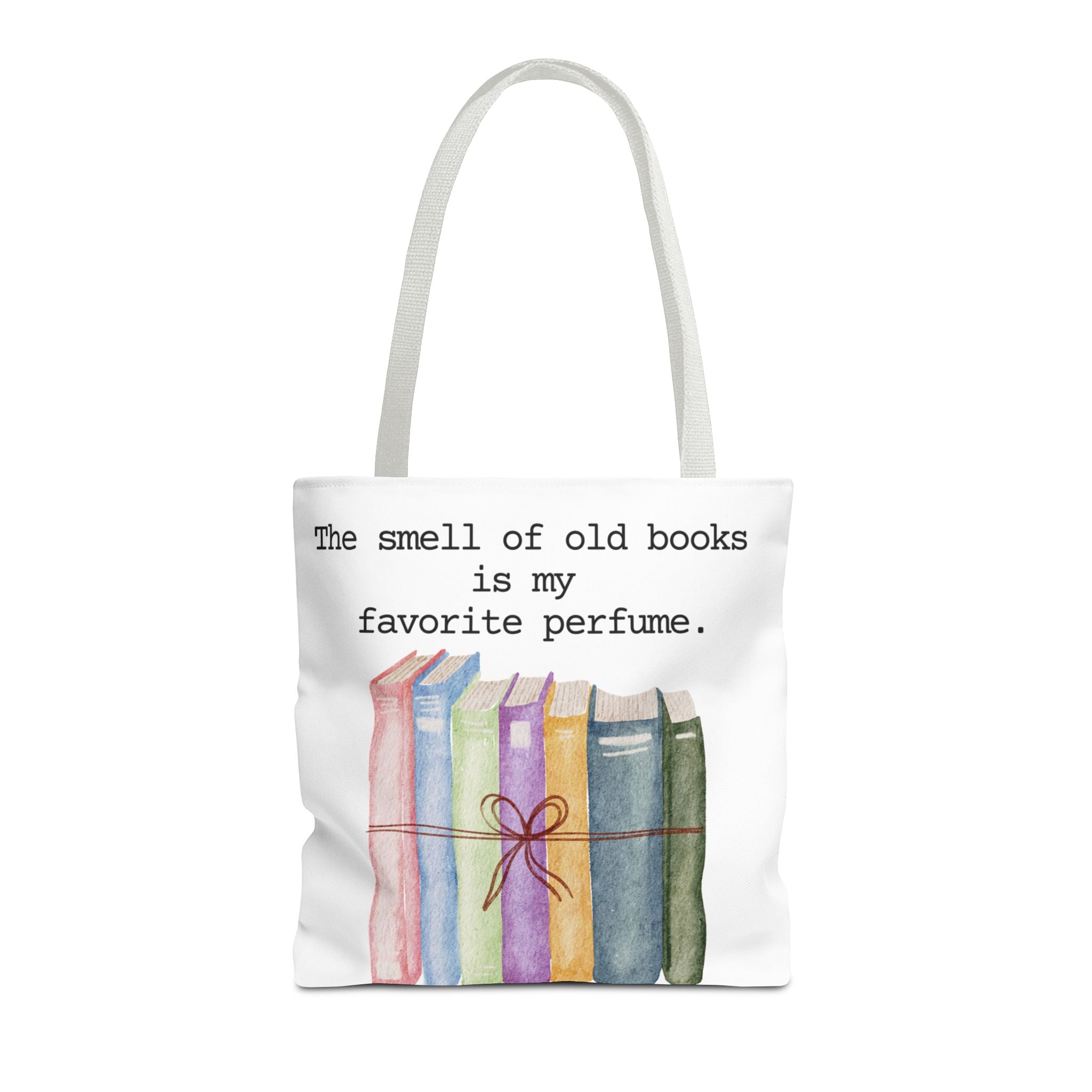 Watercolor Book Stack Tote Bag – Cozy Book Lovers Bag with Colorful Library Design