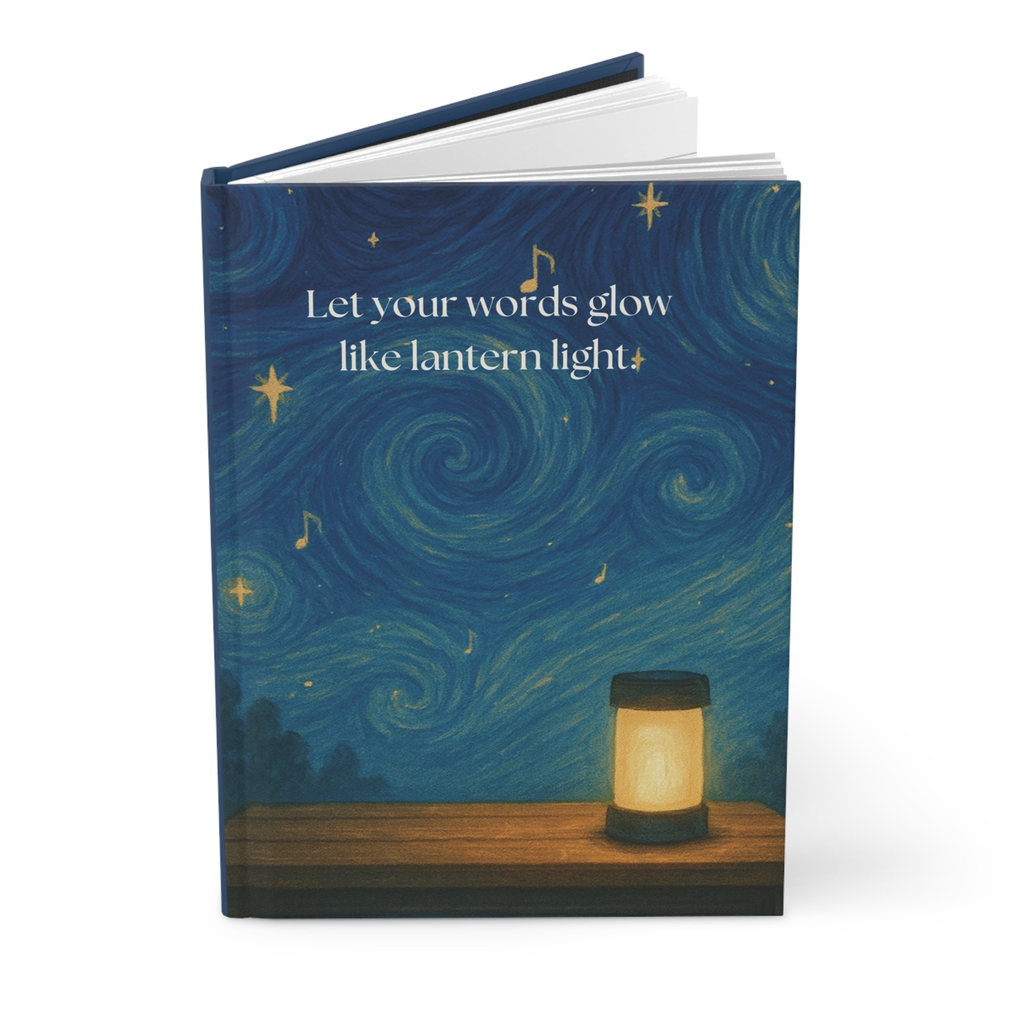 Hardcover Journal Matte - &quot;Let Your Words Glow Like Lantern Light&quot; Letters &amp; Lantern Journal